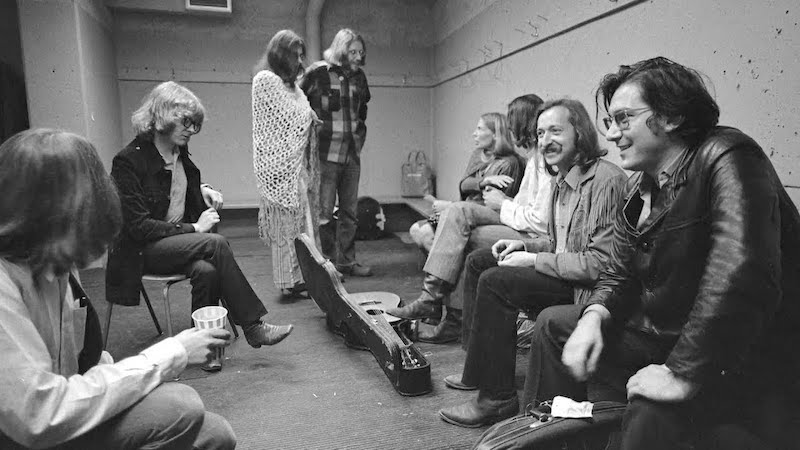 backstage at the first concert for Greenpeace
