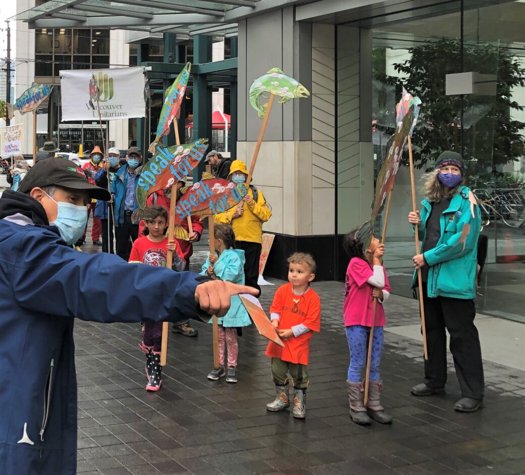 wild salmon rallies and street theatre